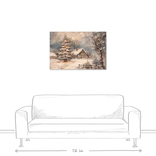 Snowy Christmas House 36" x 24" Canvas Wall Art